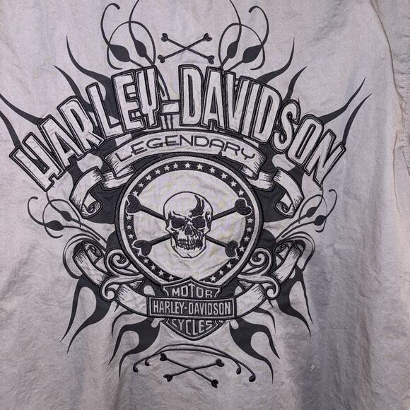 Harley Davidson Short Sleeve Cotton Button Down Shirt Gray Size Medium EUC - Picture 5 of 10